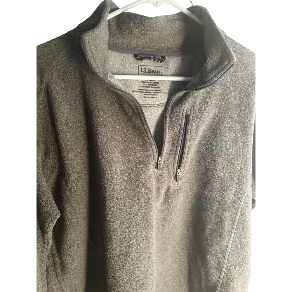 LL BEAN men's sizeMed.1/4 zip fleece Pullover Gray‎ outdoor